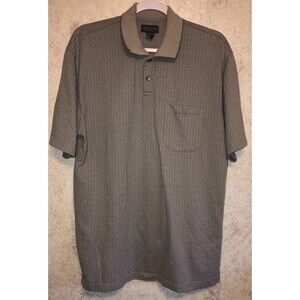 Van Heusen Men Polo Shirt L Large Geometric Short Sleeve